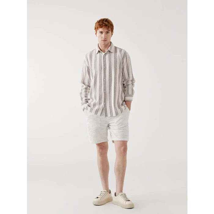 XSIDE GRİ Regular Fit Uzun Kollu Çizgili Erkek Gömlek