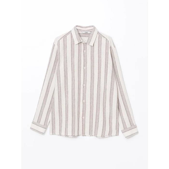 XSIDE GRİ Regular Fit Uzun Kollu Çizgili Erkek Gömlek