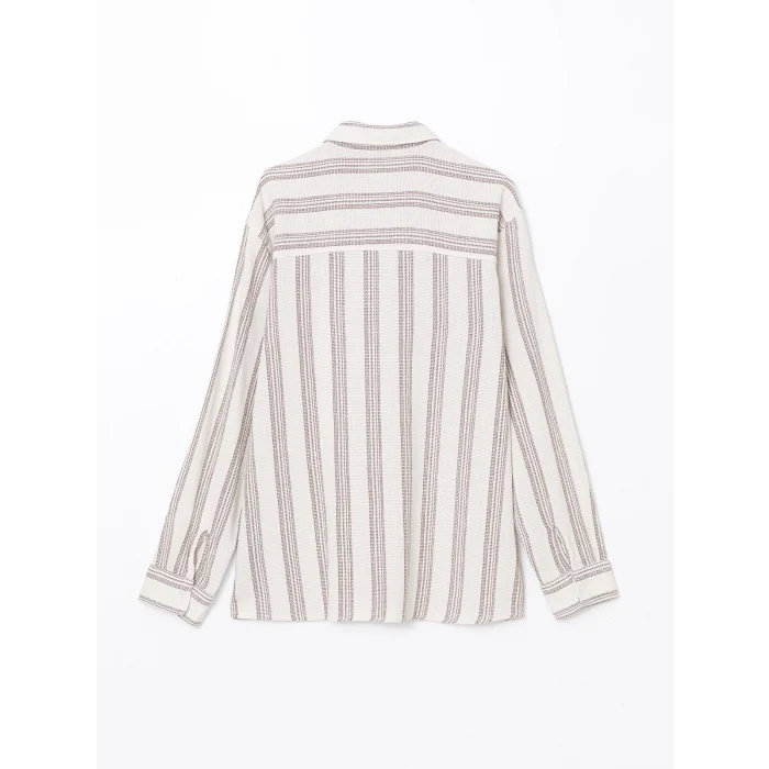 XSIDE GRİ Regular Fit Uzun Kollu Çizgili Erkek Gömlek