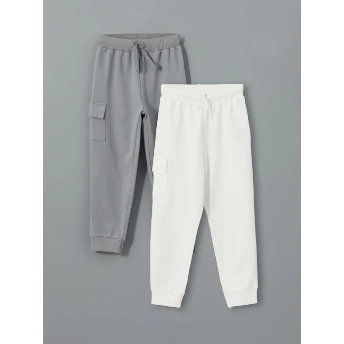 LCW Kids EKRU Beli Lastikli Erkek Çocuk Jogger Eşofman Alt 2li