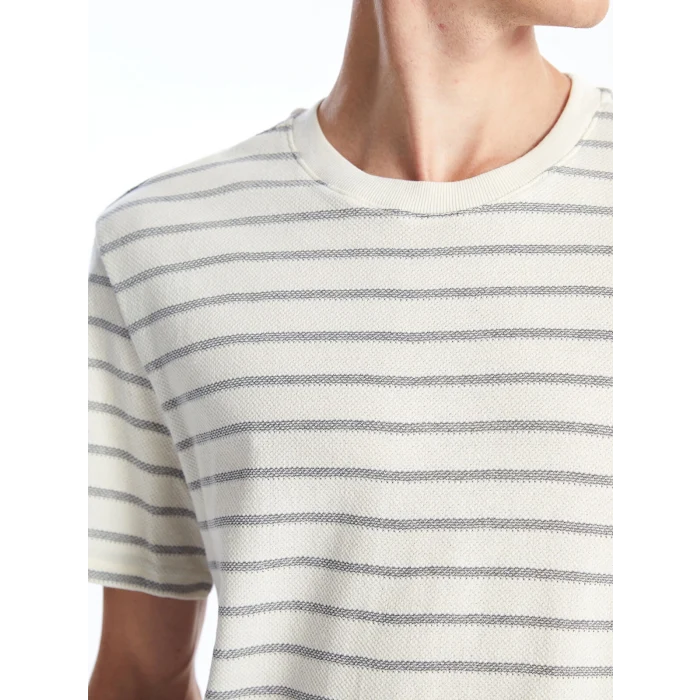 XSIDE ANTRASİT Bisiklet Yaka Kısa Kollu Çizgili Penye Erkek Tişört