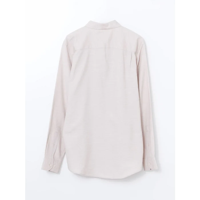 LCWAIKIKI Classic BEJ Regular Fit Uzun Kollu Armürlü Erkek Gömlek