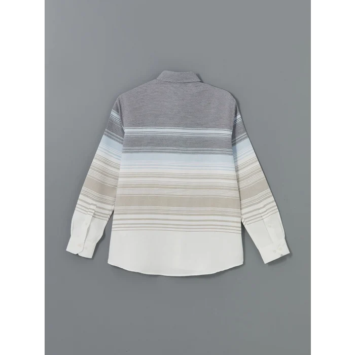 LCWAIKIKI Classic BEJ Regular Fit Uzun Kollu Çizgili Erkek Gömlek