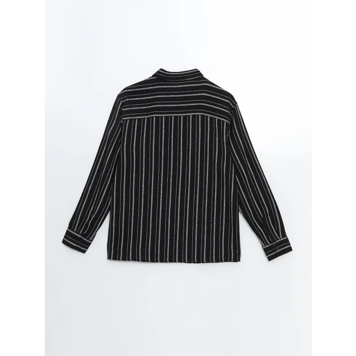 XSIDE SİYAH Regular Fit Uzun Kollu Çizgili Erkek Gömlek