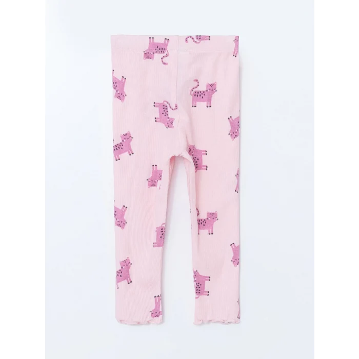 LCW baby PEMBE Bisiklet Yaka Baskılı Kız Bebek Pijama Takım