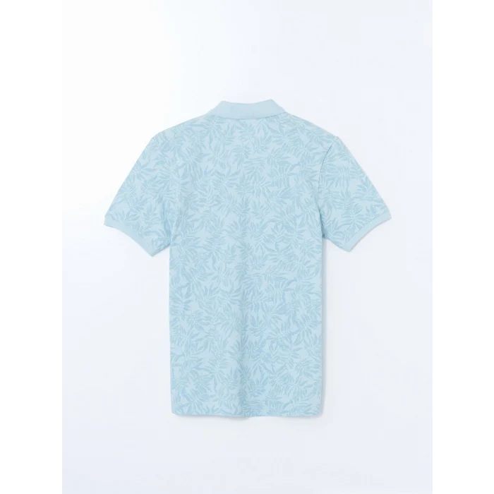 LCWAIKIKI Classic MAVİ Polo Yaka Kısa Kollu Desenli Pike Erkek Tişört