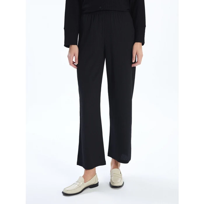 LCWAIKIKI Classic SİYAH Beli Lastikli Dokulu Kadın Pantolon