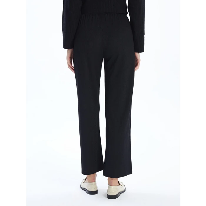 LCWAIKIKI Classic SİYAH Beli Lastikli Dokulu Kadın Pantolon