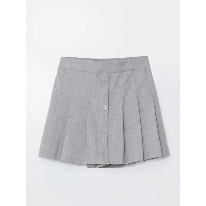 LCW Kids ANTRASİT Beli Lastikli Pileli Kız Çocuk Şort Etek