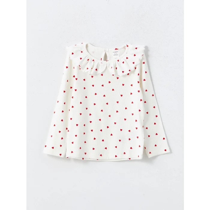 LCW Kids EKRU Bisiklet Yaka Baskılı Kız Çocuk Bluz ve Tayt Pantolon 2li