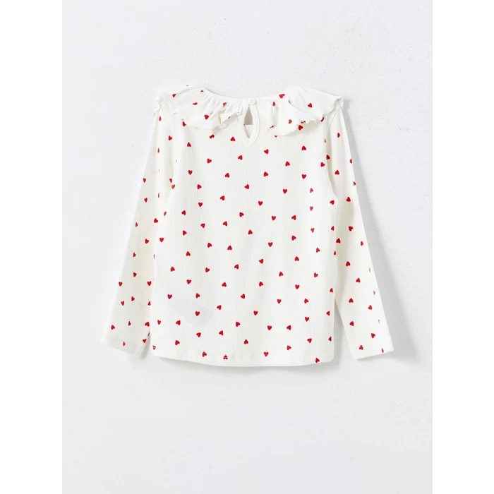 LCW Kids EKRU Bisiklet Yaka Baskılı Kız Çocuk Bluz ve Tayt Pantolon 2li