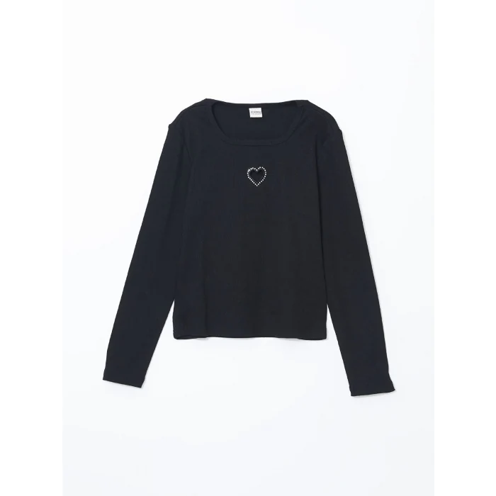 LCW Kids SİYAH Bisiklet Yaka Kız Çocuk Tişört ve Şort Etek