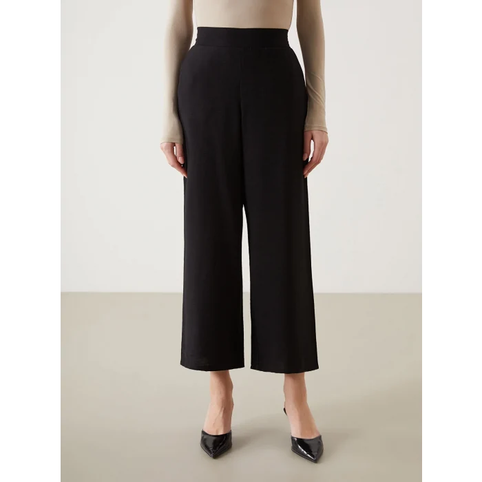 LCW Modest SİYAH Beli Lastikli Geniş Paça Kadın Pantolon