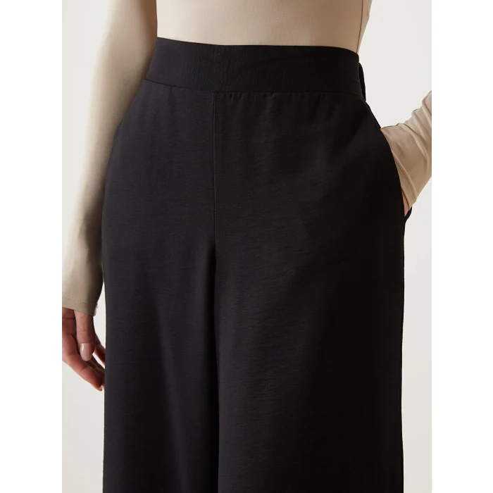 LCW Modest SİYAH Beli Lastikli Geniş Paça Kadın Pantolon