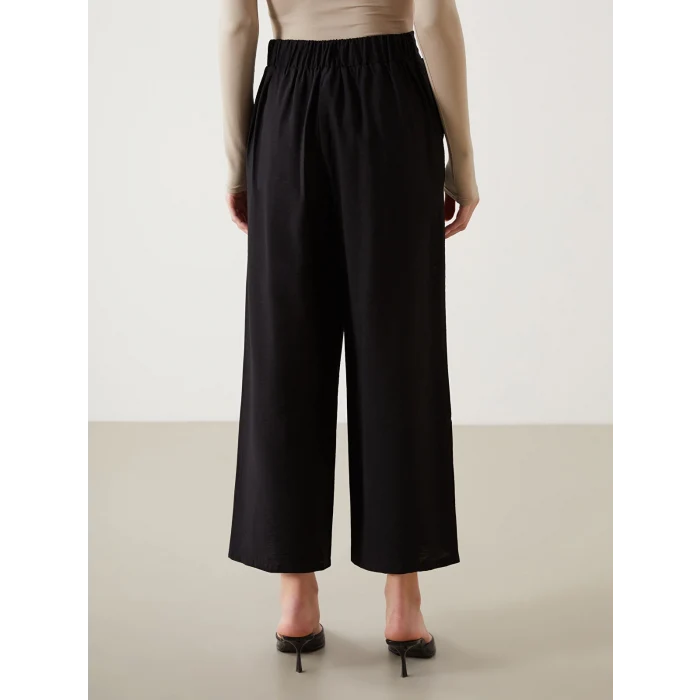 LCW Modest SİYAH Beli Lastikli Geniş Paça Kadın Pantolon