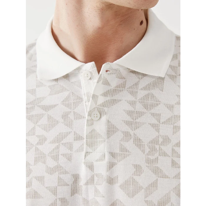 LCW Vision BEJ Polo Yaka Kısa Kollu Desenli Pike Erkek Tişört