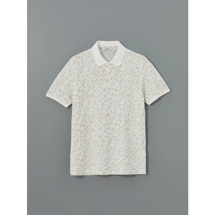 LCW Vision BEJ Polo Yaka Kısa Kollu Desenli Pike Erkek Tişört