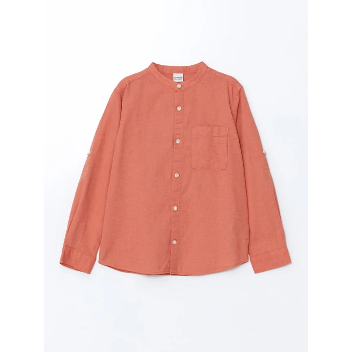 LCW Kids TURUNCU Hakim Yaka Keten Karışımlı Erkek Çocuk Gömlek