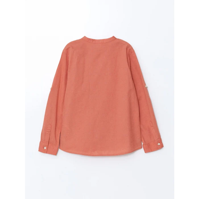 LCW Kids TURUNCU Hakim Yaka Keten Karışımlı Erkek Çocuk Gömlek