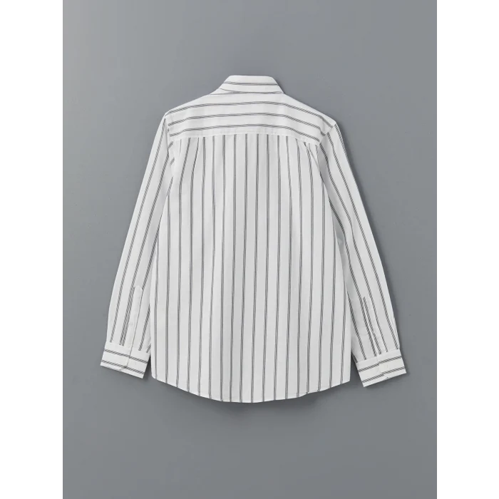 LCWAIKIKI Classic BEYAZ Regular Fit Uzun Kollu Çizgili Erkek Gömlek