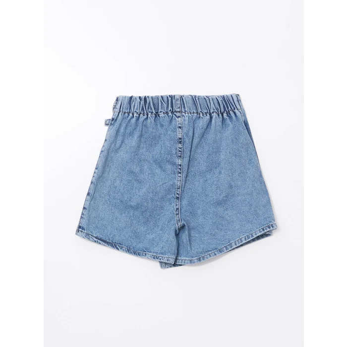 LCW Kids MAVİ Beli Lastikli Kız Çocuk Jean Şort Etek