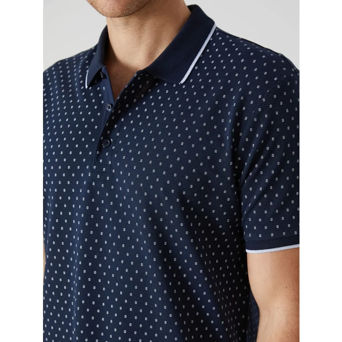 LCWAIKIKI Classic LACİVERT Polo Yaka Kısa Kollu Desenli Pike Erkek Tişört