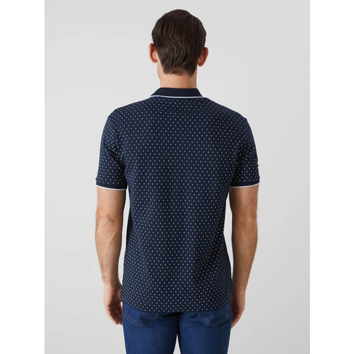 LCWAIKIKI Classic LACİVERT Polo Yaka Kısa Kollu Desenli Pike Erkek Tişört