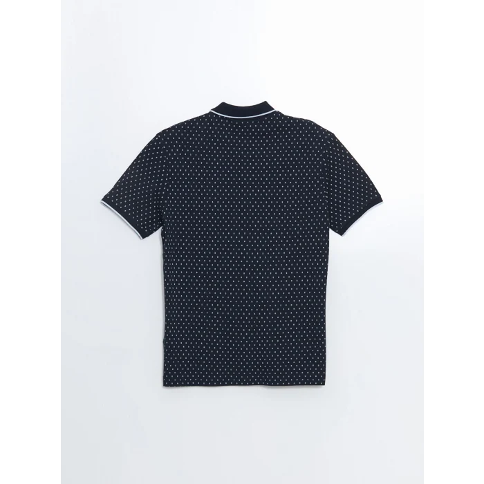 LCWAIKIKI Classic LACİVERT Polo Yaka Kısa Kollu Desenli Pike Erkek Tişört