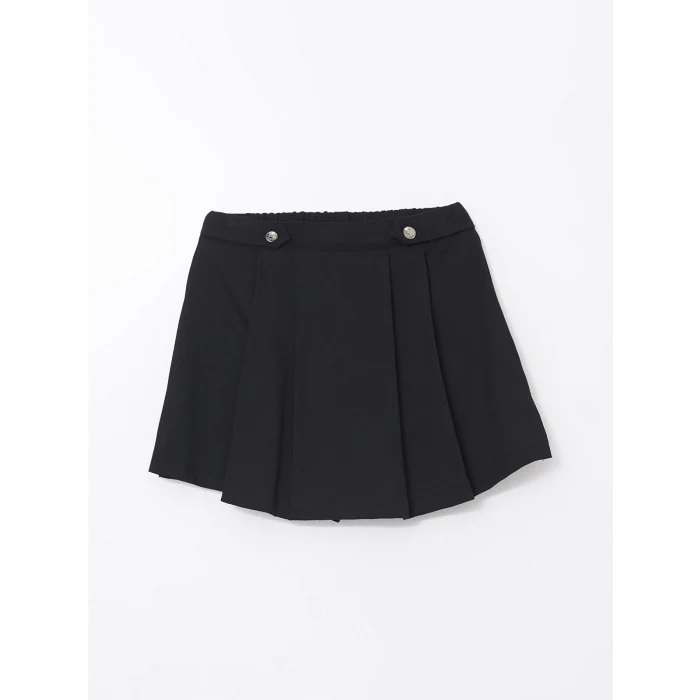 LCW Kids SİYAH Beli Lastikli Pileli Kız Çocuk Şort Etek