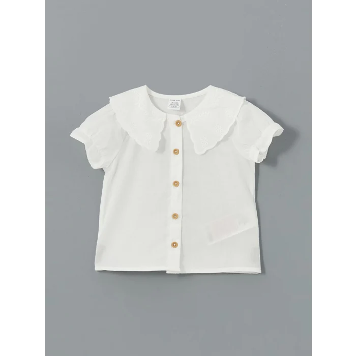 LCW baby EKRU Bisiklet Yaka Kız Bebek Basic Bluz ve Pantolon 2li