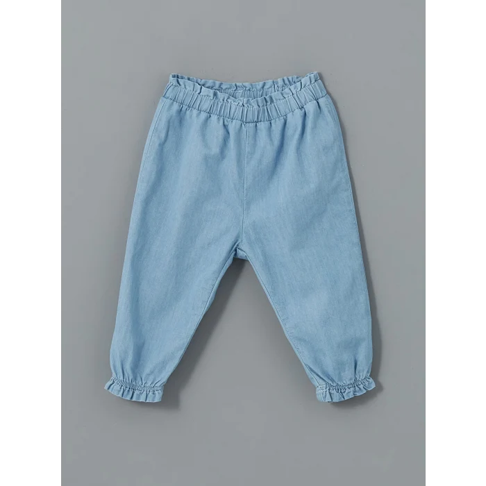 LCW baby EKRU Bisiklet Yaka Kız Bebek Basic Bluz ve Pantolon 2li