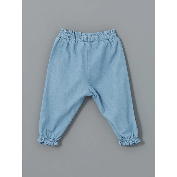 LCW baby EKRU Bisiklet Yaka Kız Bebek Basic Bluz ve Pantolon 2li