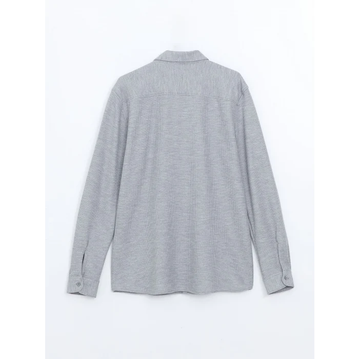 LCW Vision GRİ Slim Fit Uzun Kollu Erkek Dokulu Gömlek