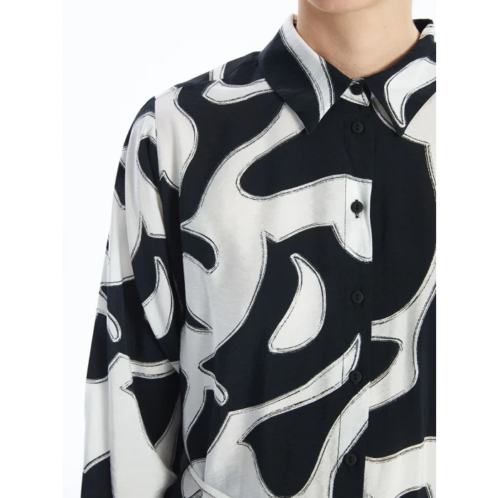 LCWAIKIKI Classic SİYAH Desenli Kadın Gömlek Tunik