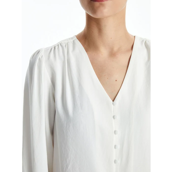 LCW Vision EKRU V Yaka Kadın Bluz