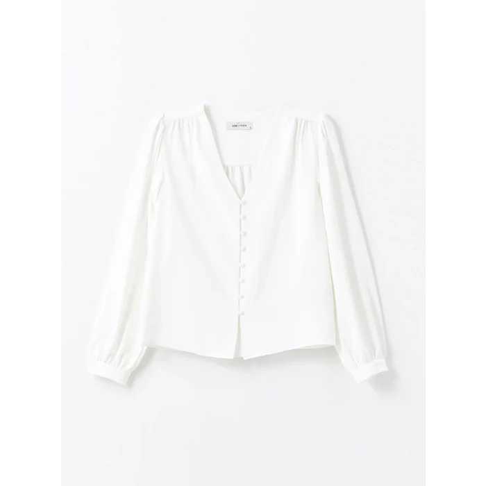 LCW Vision EKRU V Yaka Kadın Bluz