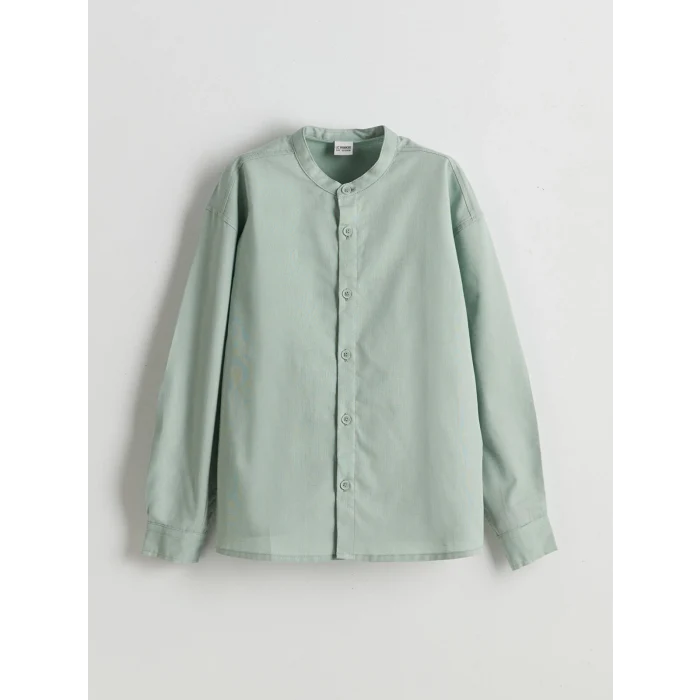 LCW Kids YEŞİL Hakim Yaka Keten Karışımlı Erkek Çocuk Gömlek