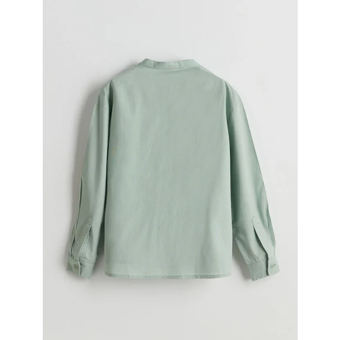 LCW Kids YEŞİL Hakim Yaka Keten Karışımlı Erkek Çocuk Gömlek