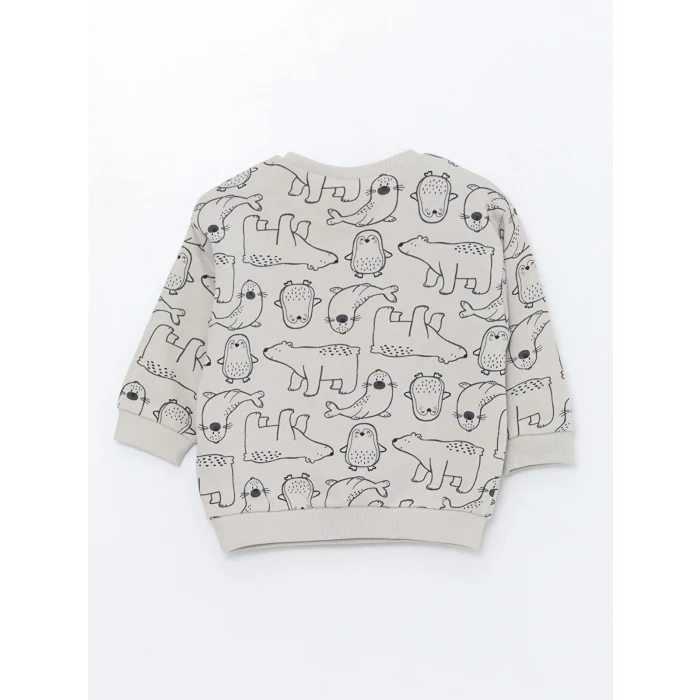 LCW baby GRİ Bisiklet Yaka Erkek Bebek Sweatshirt ve Pantolon 2li Takım