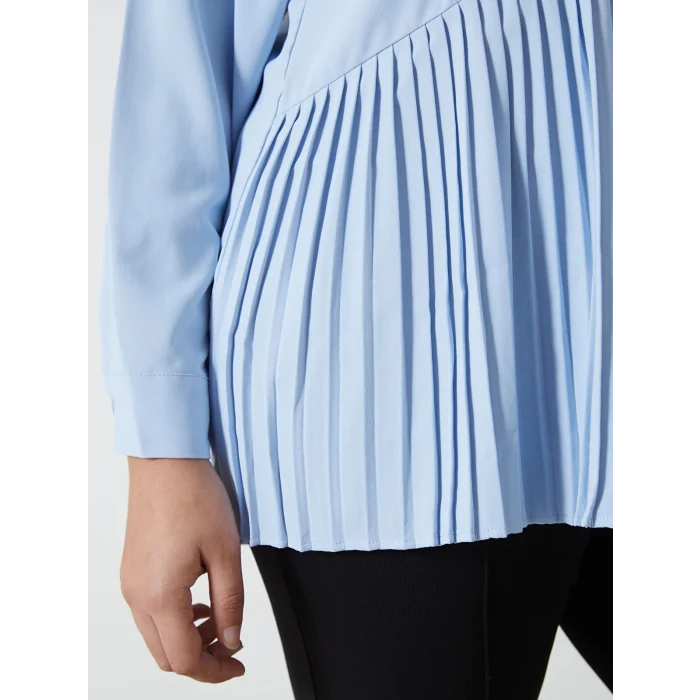 LCWAIKIKI Classic MAVİ Düz Uzun Kollu Kadın Gömlek