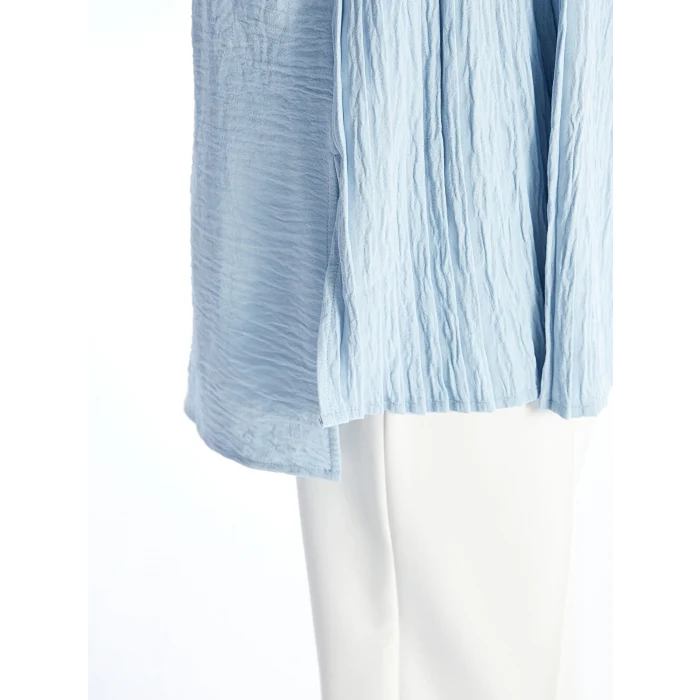 LCWAIKIKI Classic MAVİ Düz Uzun Kollu Kadın Gömlek