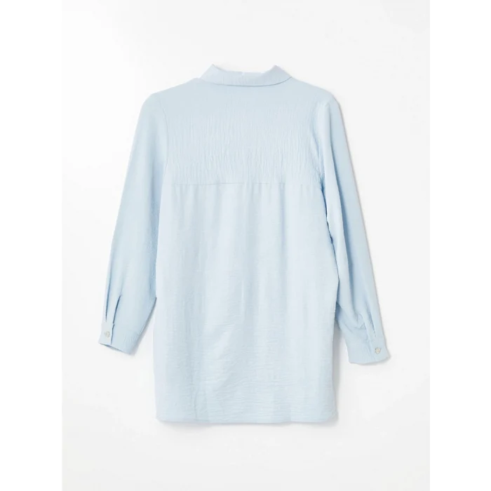 LCWAIKIKI Classic MAVİ Düz Uzun Kollu Kadın Gömlek