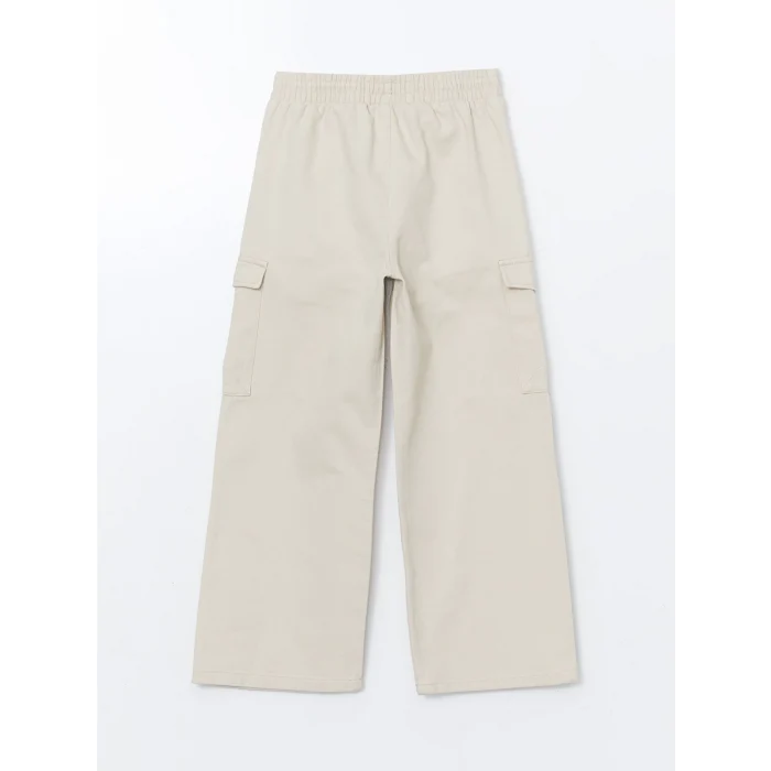 LCW Kids BEJ Beli Lastikli Kız Çocuk Kargo Pantolon