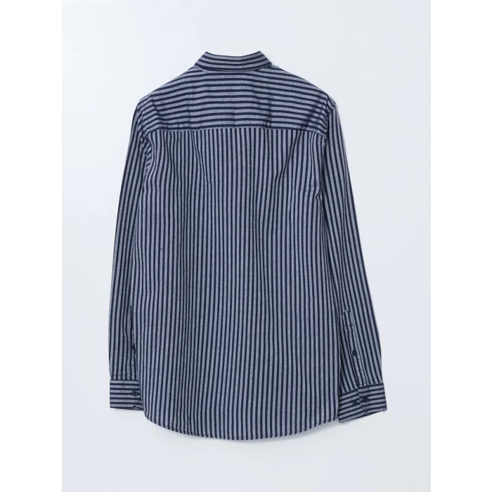 LCWAIKIKI Classic LACİVERT Regular Fit Uzun Kollu Çizgili Erkek Gömlek