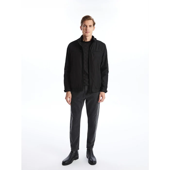 LCWAIKIKI Classic SİYAH Standart Kalıp Kapüşonlu Erkek Mont