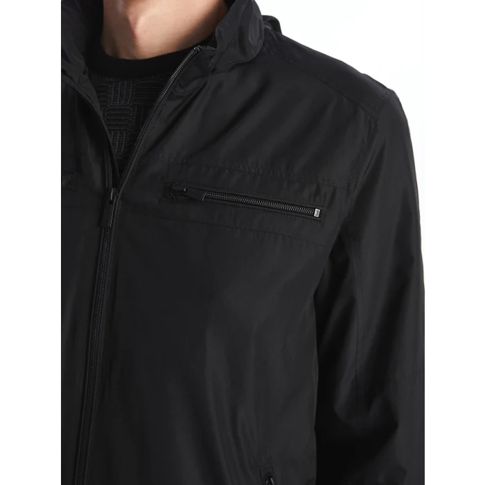 LCWAIKIKI Classic SİYAH Standart Kalıp Kapüşonlu Erkek Mont