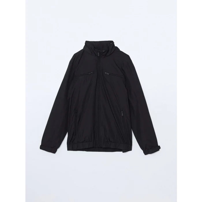 LCWAIKIKI Classic SİYAH Standart Kalıp Kapüşonlu Erkek Mont