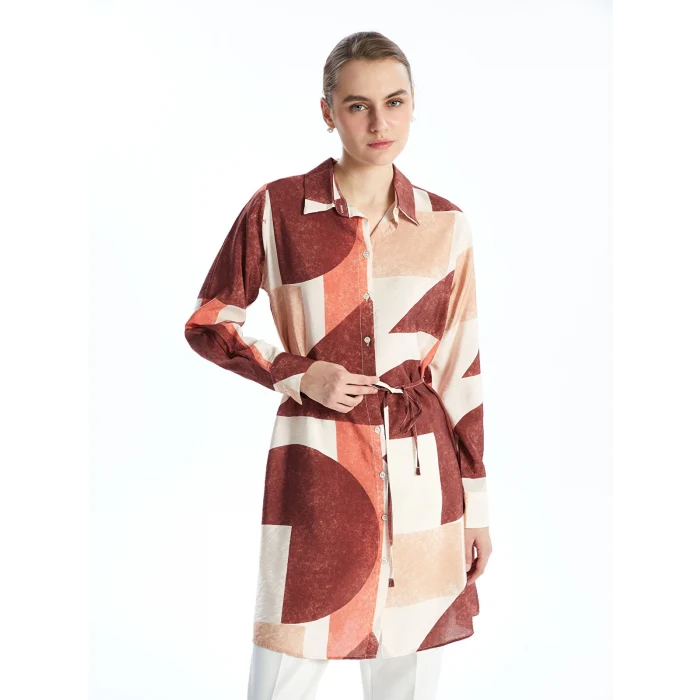 LCWAIKIKI Classic TURUNCU Desenli Kadın Gömlek Tunik