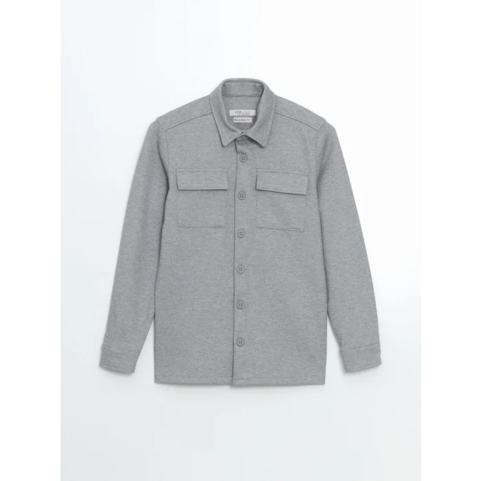 LCW Vision GRİ Uzun Kollu Dokulu Erkek Çocuk Gömlek