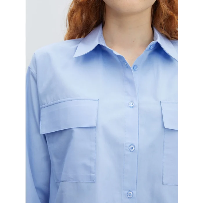 LCW Vision MAVİ Poplin Kadın Gömlek